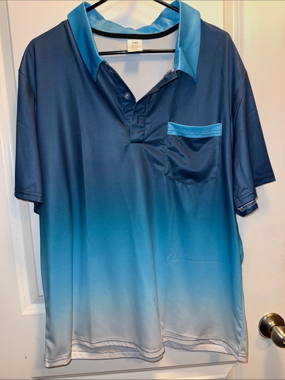 Men's Ombre Blue Polo with Chest Pocket
